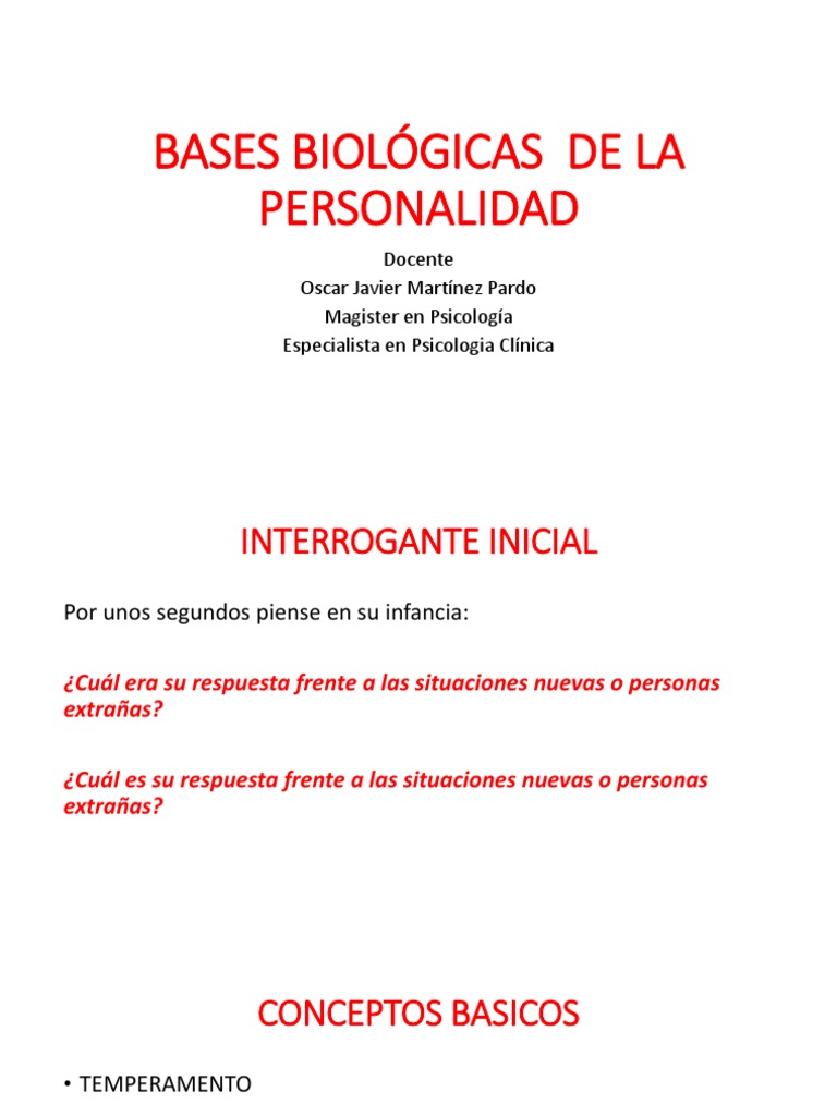 Bases Biológicas de La Personalidad PDF PDF Mente Sicología