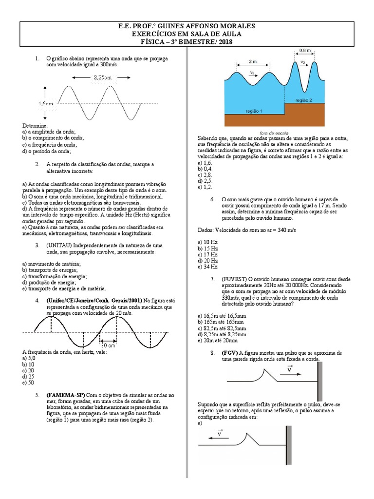 Ondulatória - Exercicios | PDF | Ondas | Som