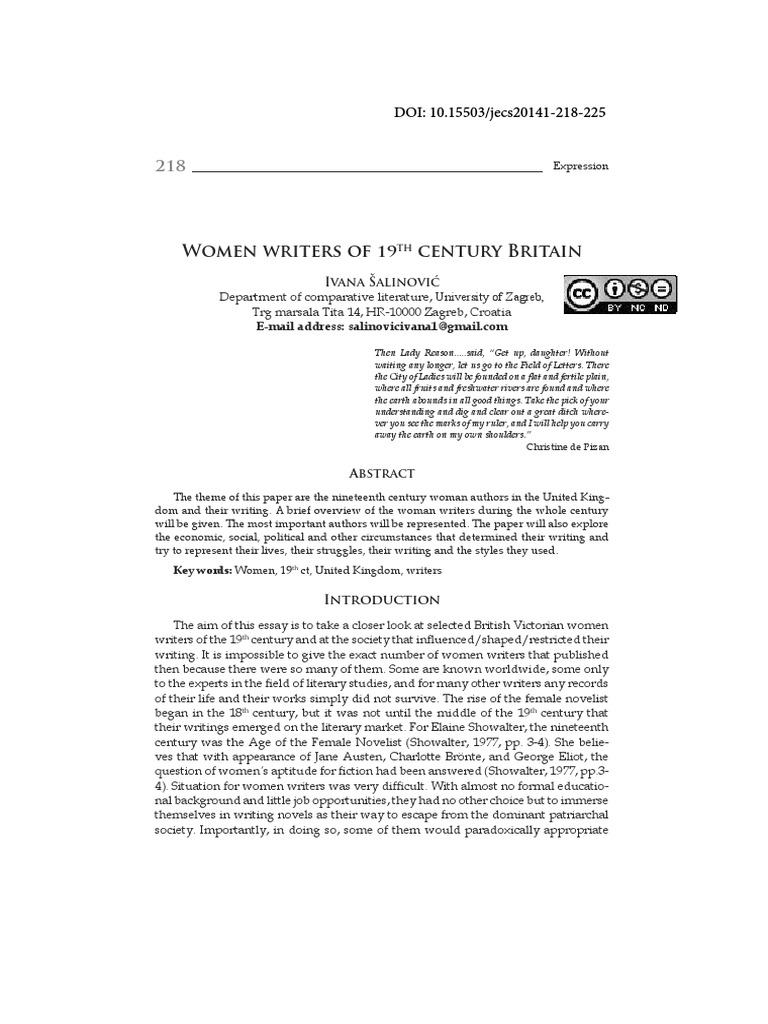 Women Writers of 19th Century Britain | PDF | Novelists | Writers