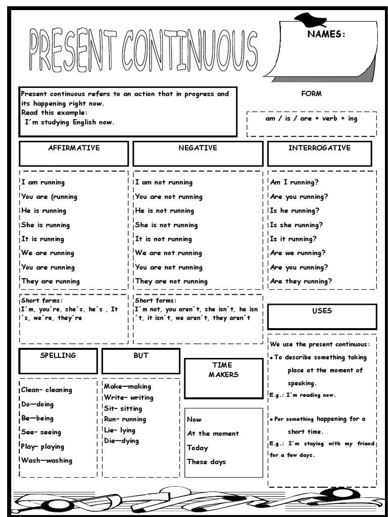Present Continuous Tense Explained | PDF | Linguistic Typology ...