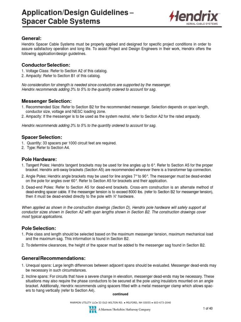 Hendrix Spacer Cable System Guidelines | PDF | Electrical Conductor ...