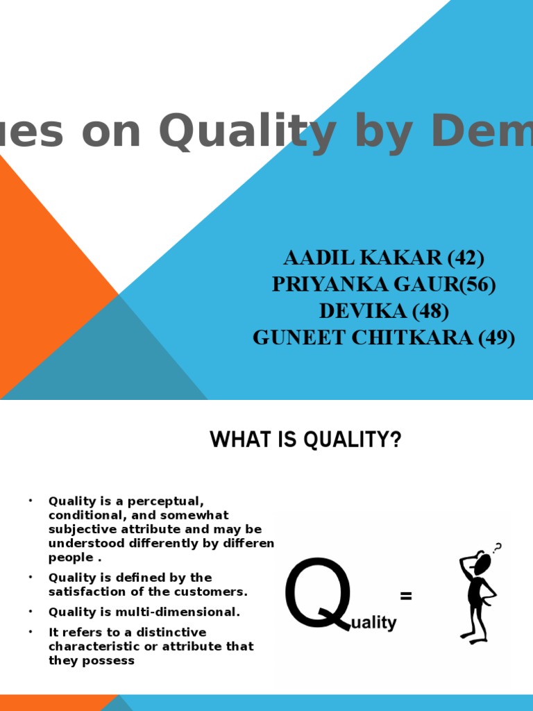 Issues On Quality by Deming Aadil Kakar (42) Priyanka Gaur (56) DEVIKA