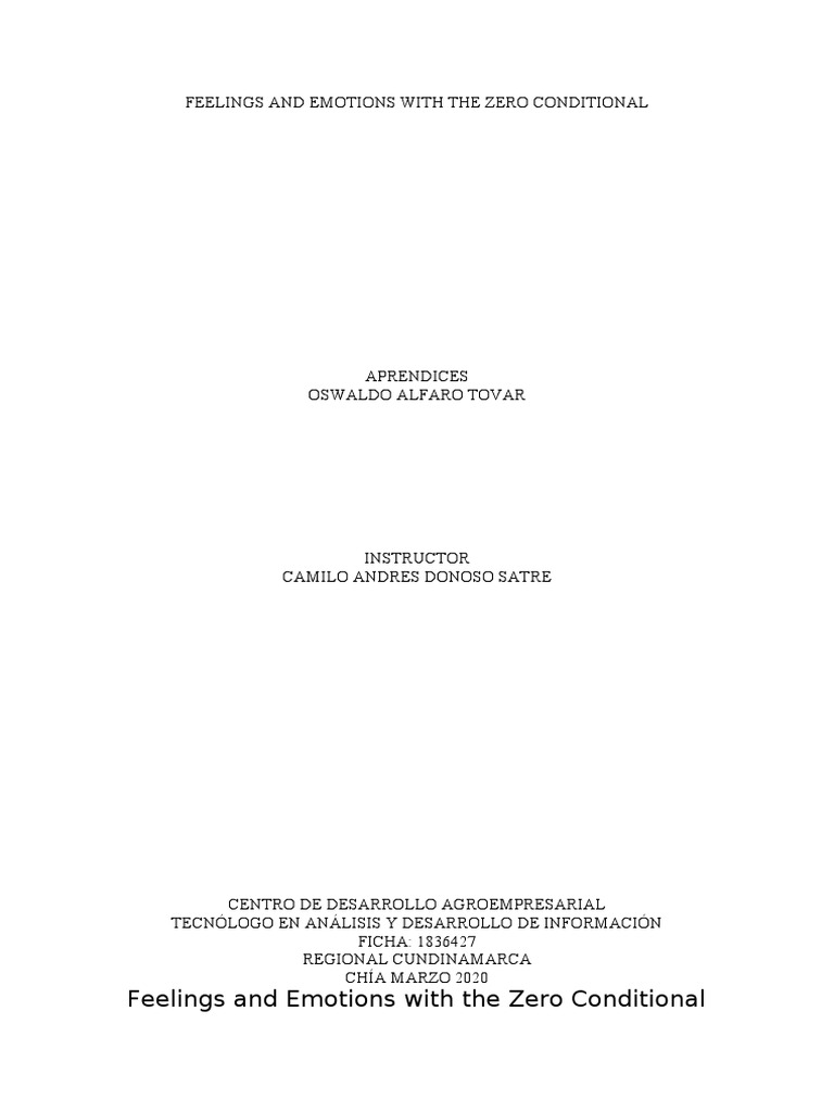 Feelings and Emotions With The Zero Conditional | PDF | Tsunami ...