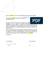 Carta de Responsabilidades Trabajo Seguro El Alturas.