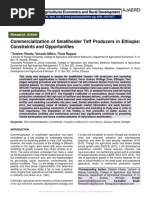 Commercialization of Smallholder Teff Producers in Ethiopia: Constraints and Opportunities