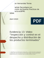 Evidencia 13 Video Inspección y Control en El Despacho y Distribución de Los Productos Terminados