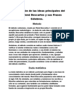 Interpretación de Las Ideas Principales Del Filósofo René Descartes y Sus Frases Célebres.
