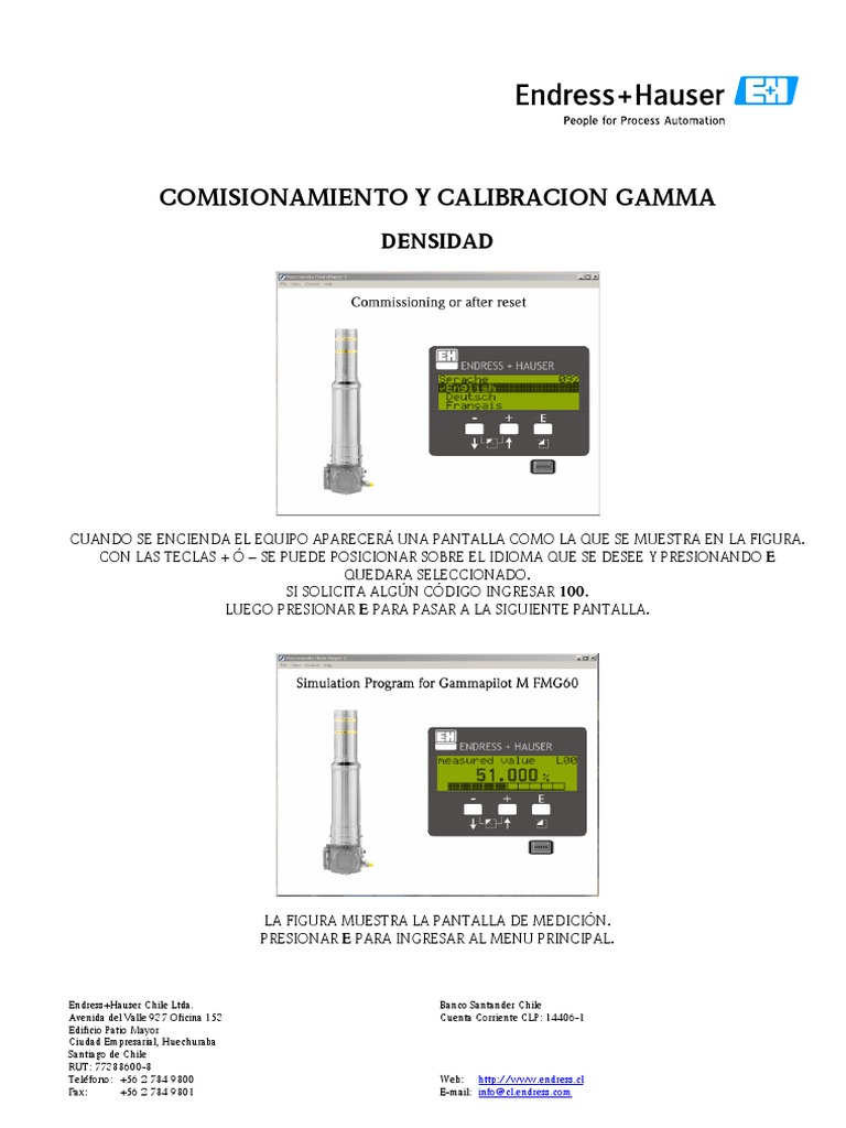 E+H CALIBRACIÓN Densímetro Gammapilot | PDF | Science | Ciencia y ...