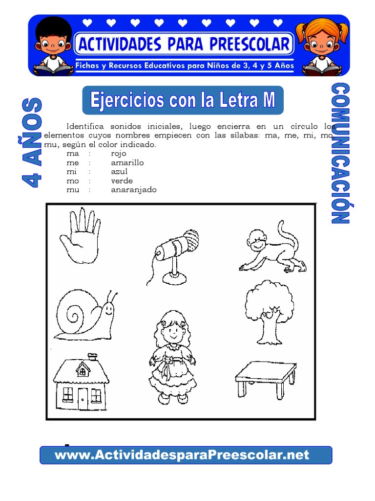 Actividades con la letra M para preescolar | PDF