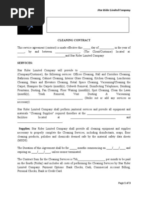CLEANING CONTRACT ONE