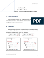 Pertemuan Ke-7 Teknik Substitusi (Teknik Integral Fungsi Trigonometri Substitusi Trigonometri)