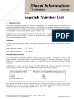 Diesel Information: Injector Despatch Number List