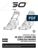 56-Volt Lithium-Ion Cordless Mower: Operator'S Manual