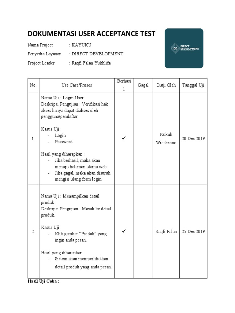 Dokumentasi User Acceptance Test Pdf