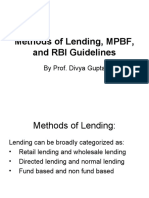 Methods of Lending, MPBF, and RBI Guidelines: by Prof. Divya Gupta