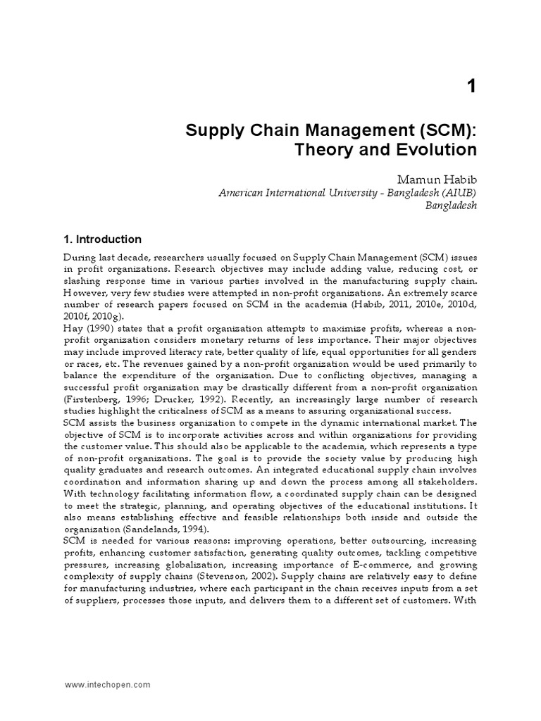 Supply Chain Management (SCM) : Theory and Evolution: American ...