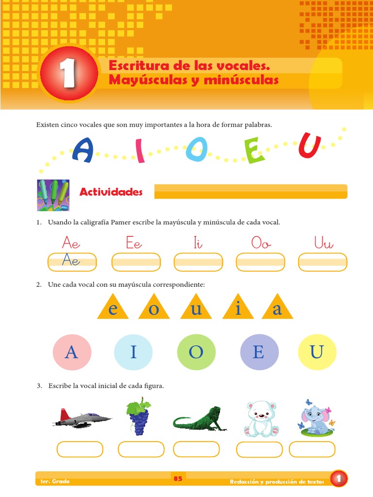 Actividades de Escritura de Vocales | PDF | Estudios de idiomas extranjeros