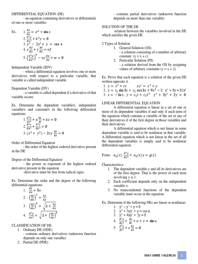 De Lecture For Students Equations Differential Equations