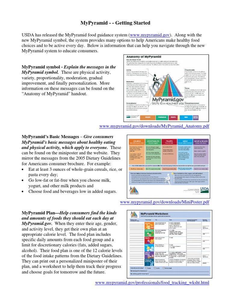 MyPyramid Food Guidance Overview | PDF | Healthy Diet | Foods