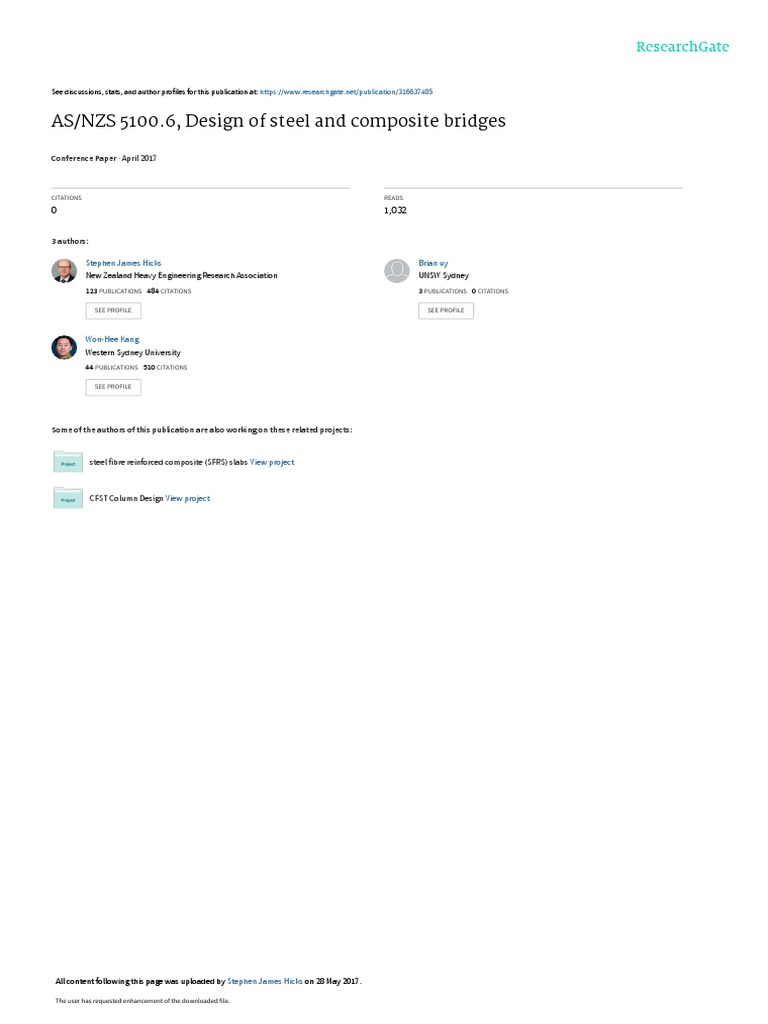 AS/NZS 5100.6, Design of Steel and Composite Bridges April 2017 PDF