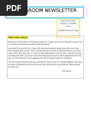 classroom newsletter