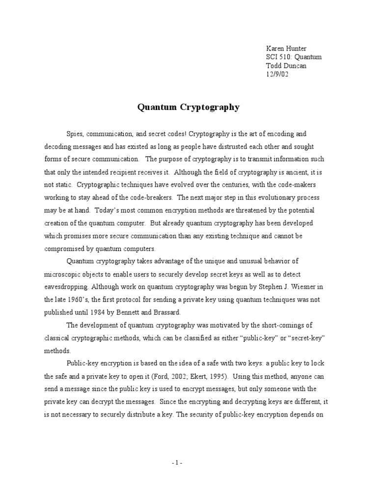 Quantum Cryptography Explained | PDF | Public Key Cryptography ...
