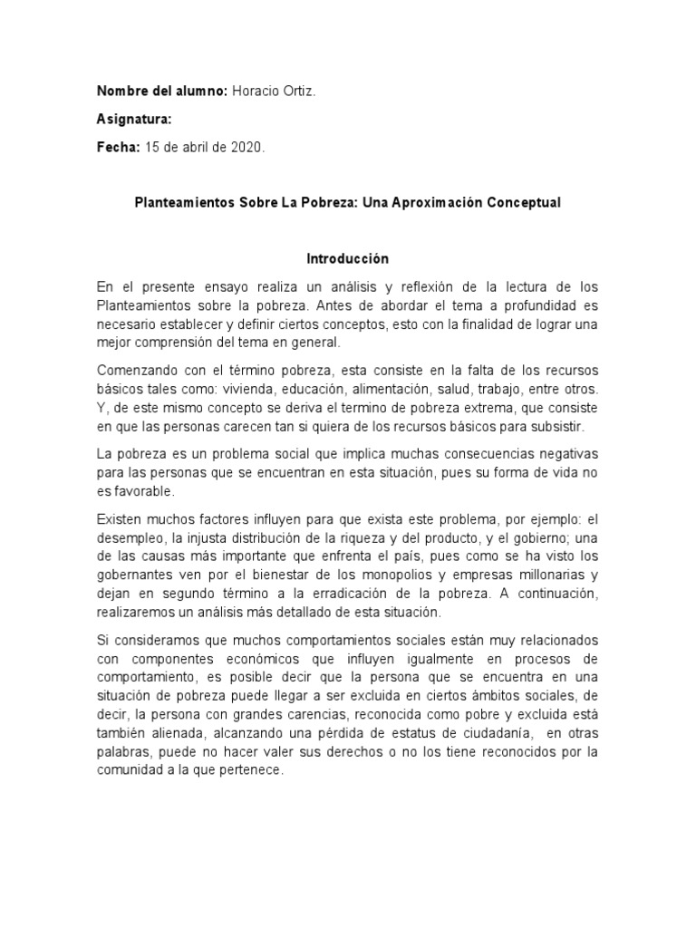 Análisis de la Pobreza y sus Causas | PDF | Exclusión social | Pobreza