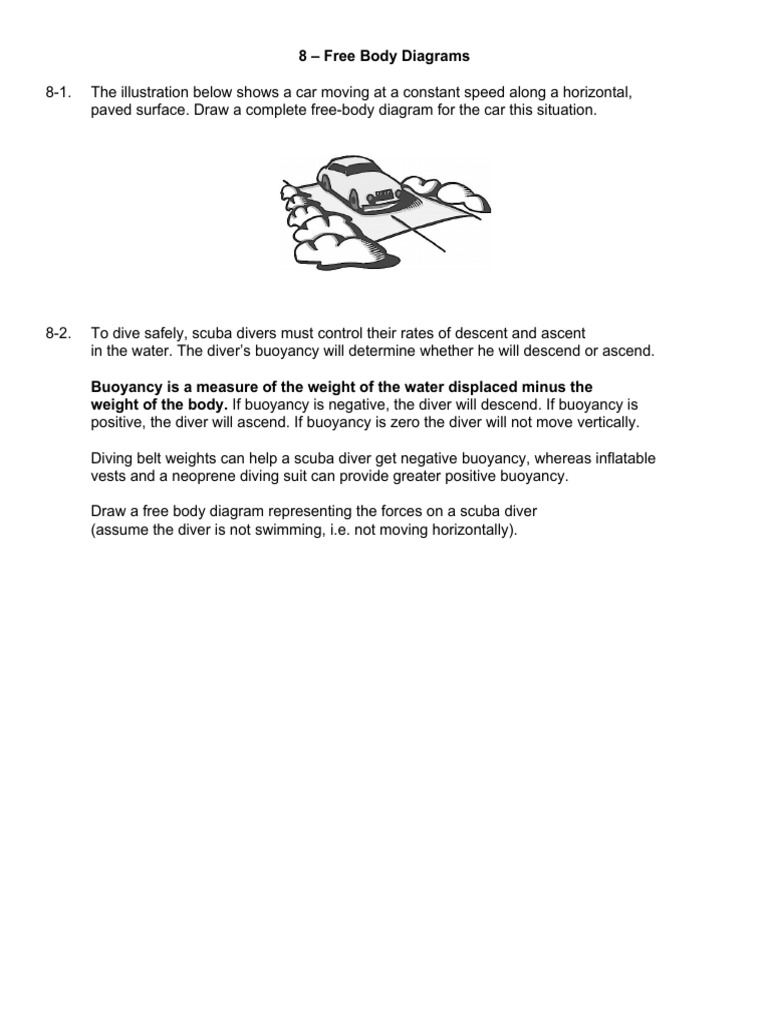 Free body diagrams problem set pdf scuba diving buoyancy
