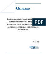 Recomendaciones para El Uso de EPP COVID 19 PDF