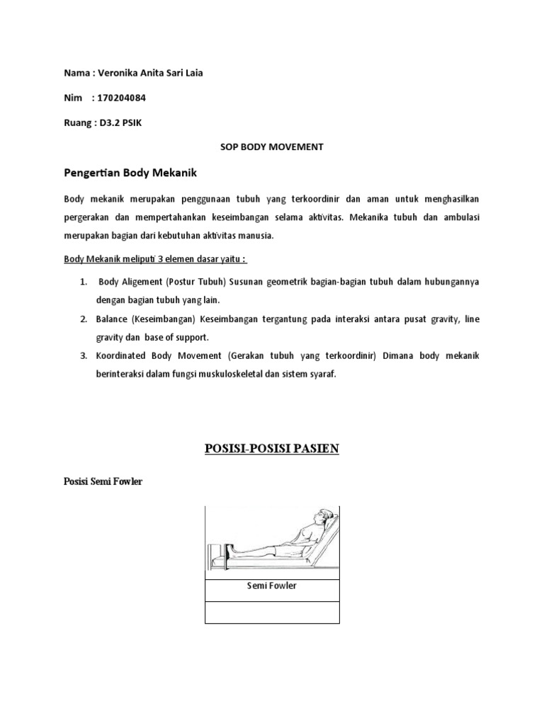 SOP Body Movement dan Posisi Pasien | PDF | Pengembangan Diri ...