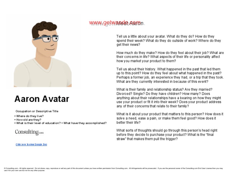 Client Avatar Worksheet PDF | PDF | Cyberspace | Communication