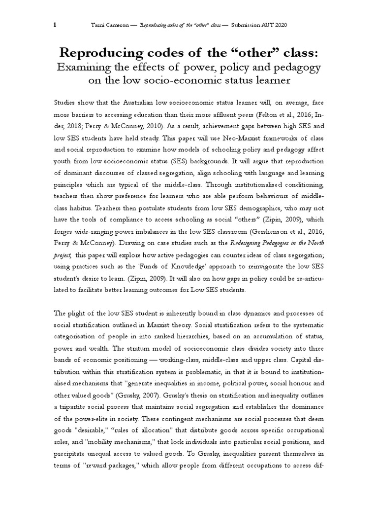 Low SES Learners and Educational Inequality | PDF | Socioeconomic ...