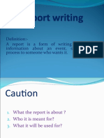 Definition:-A Report Is A Form of Writing That Gives Information About An Event, Situation or Process To Someone Who Wants It