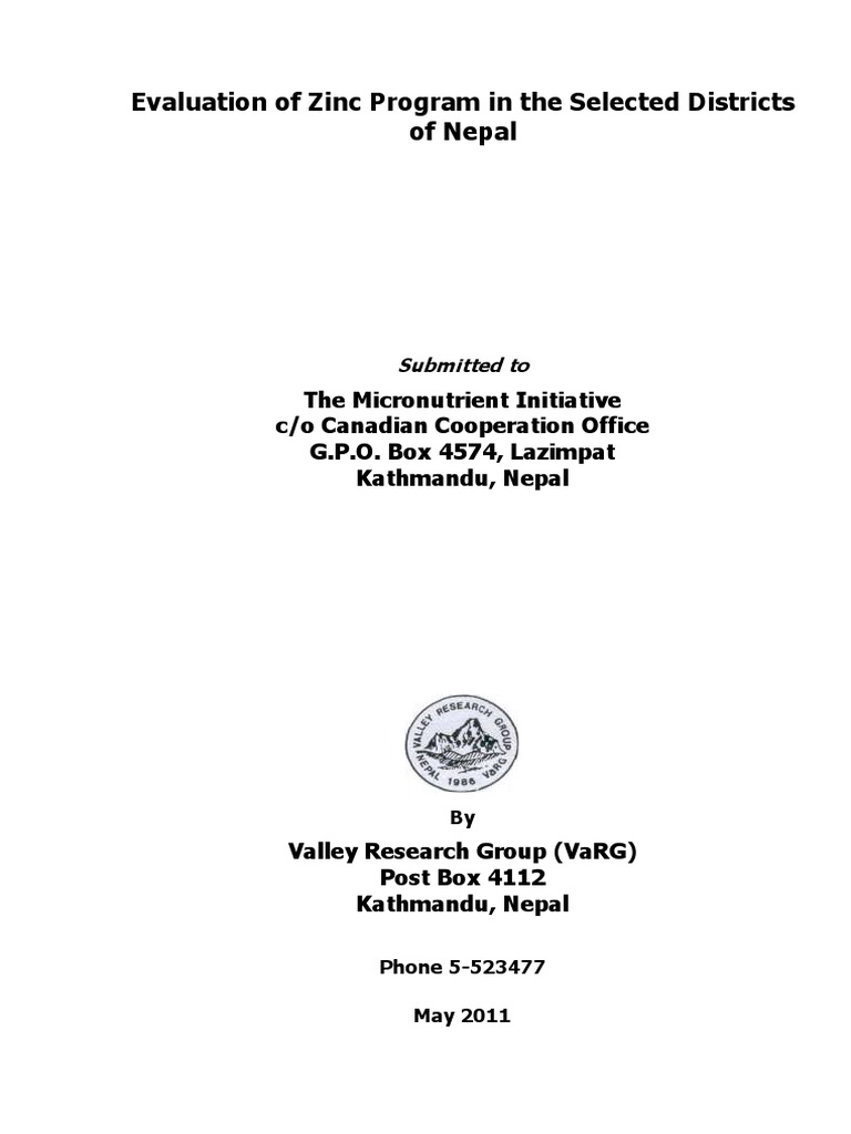 Zinc Programme PDF Diarrhea Dose (Biochemistry)