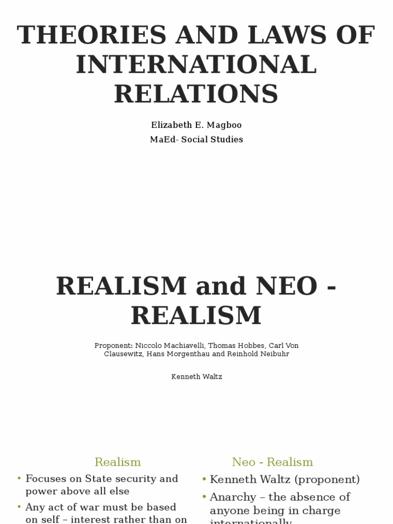 Theories and Laws of International Relations - Magboo | PDF ...