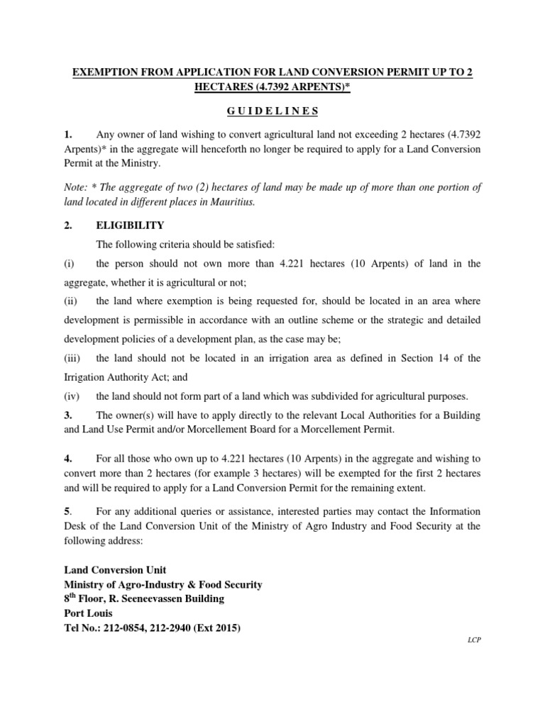 Land Conversion Exemption Guidelines | PDF
