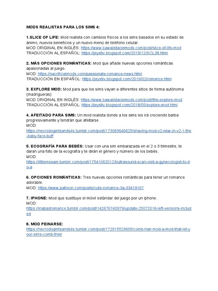Mods Realistas para Los Sims 4 | PDF