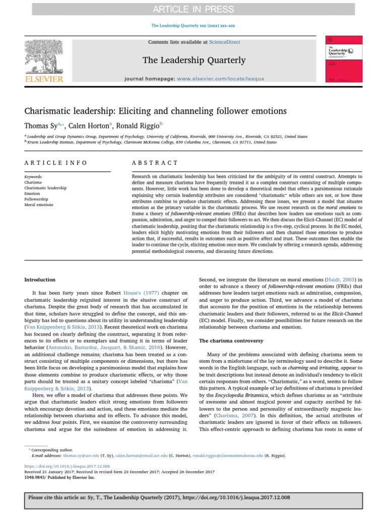 the-leadership-quarterly-thomas-sy-calen-horton-ronald-riggio-pdf