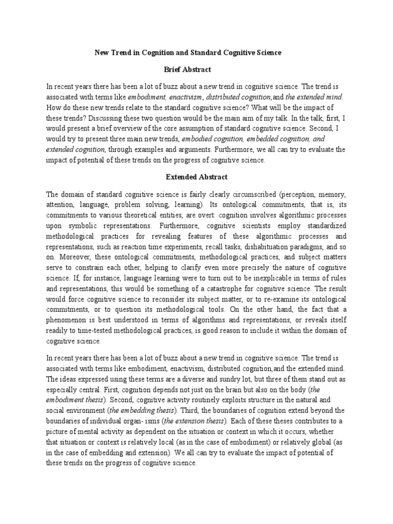 Extended Cognition, Through Examples and Arguments. Furthermore, We All