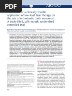 The Effects of A Clinically Feasible Application of Low-Level Laser Therapy On The Rate of Orthodontic Tooth Movement: A Triple-Blind, Split-Mouth, Randomized Controlled Trial