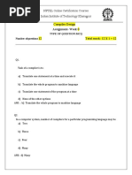 Compiler Design Assignment-Week 0 12 Total Mark: 12 X 1 12