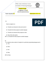 Compiler Design Assignment-Week 0 12 Total Mark: 12 X 1 12