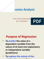 Regression Analysis: Prof. Prema Muthuswamy KCT, Coimbatore