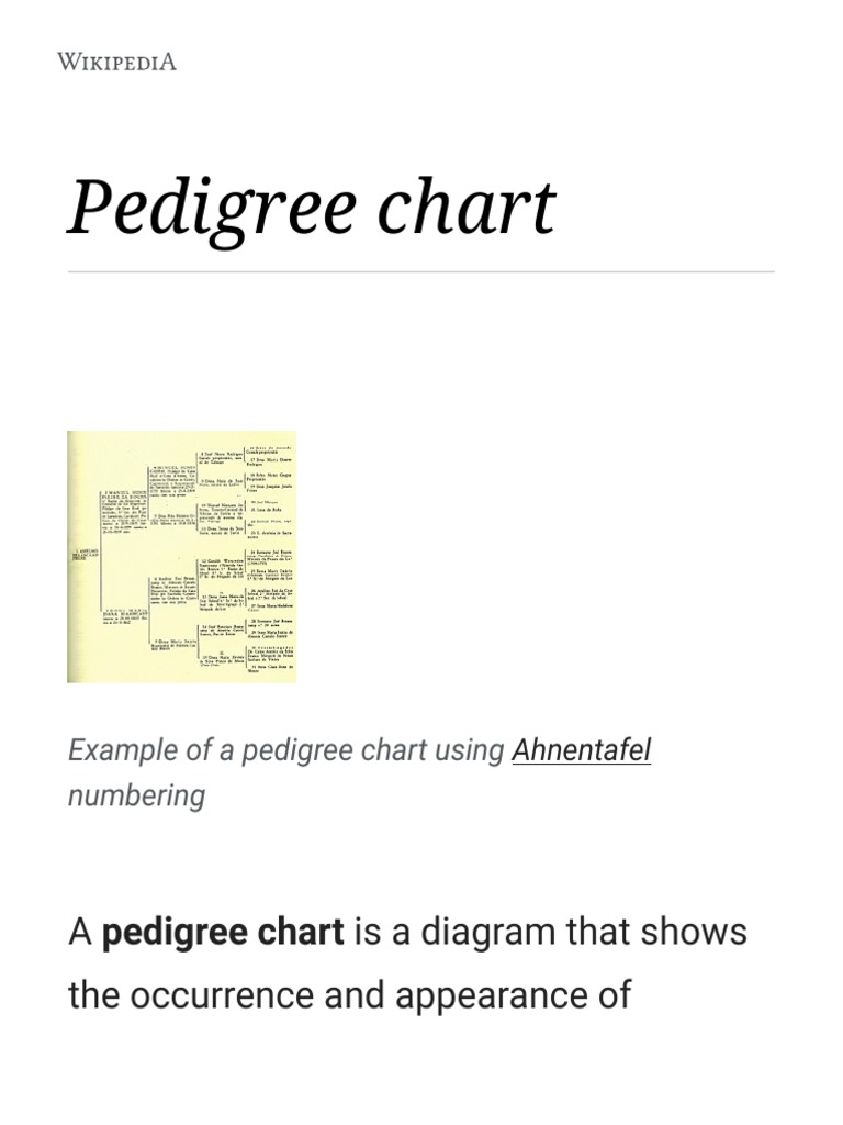 Pedigree Chart: A Pedigree Chart Is A Diagram That Shows The Occurrence and  Appearance of | PDF | Genetic Disorder | Genetics