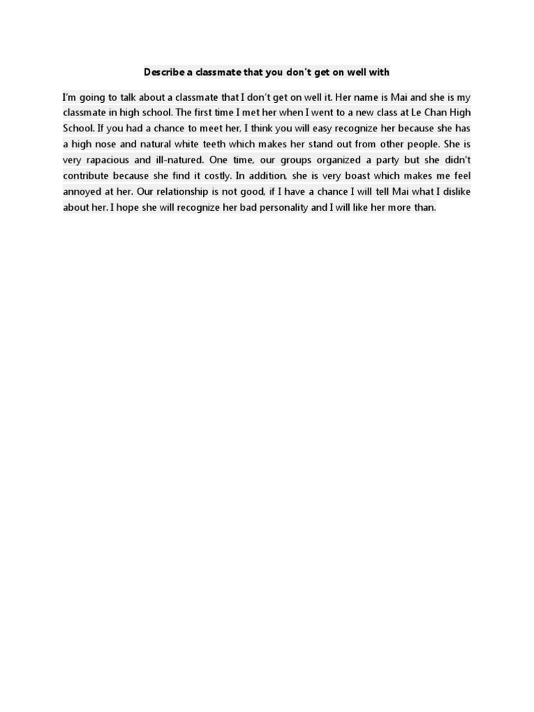 Challenges with a Classmate: Mai | PDF