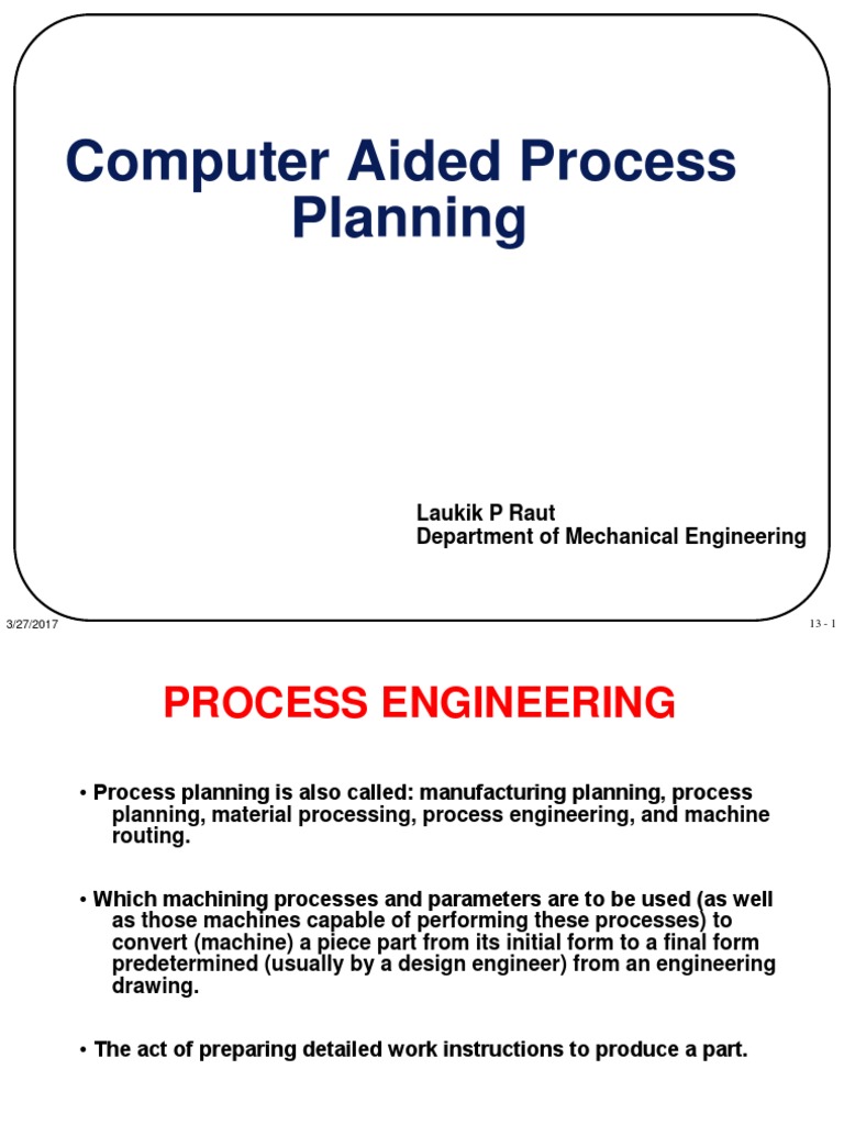 CAPP by Laukik P Raut PDF | PDF | Machining | Engineering