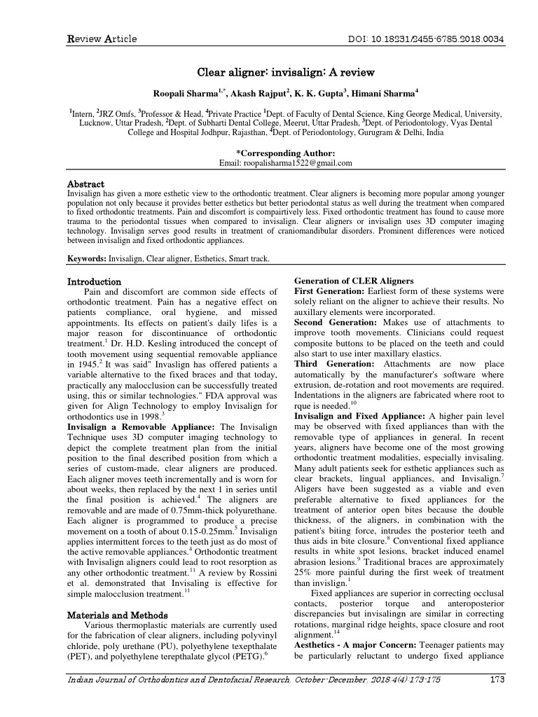 Clear Aligner: Invisalign: A Review | PDF | Orthodontics | Periodontology