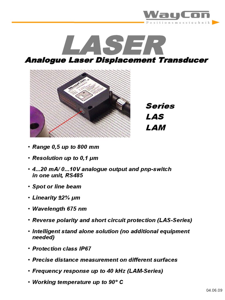 Laser: Analogue Laser Displacement Transducer | PDF | Optics | Sensor