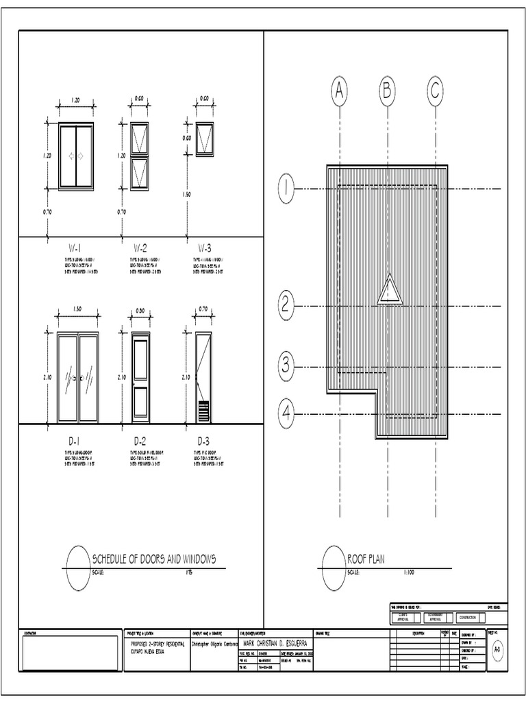 Schedule of Doors and Windows Roof Plan Client'S Approval Government