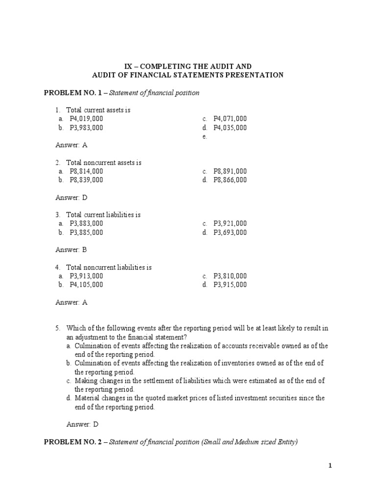 Ix Completing The Audit And Audit Of Financial Statements